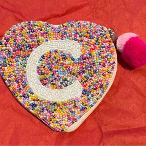 Colorful Beaded Heart Pouch
